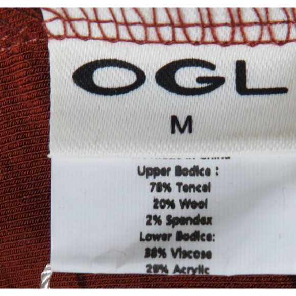 OGL Eco Mousse Tencel Wool Detail Long Sleeve Brami BraTop In Rust Size Medium - Picture 8 of 10
